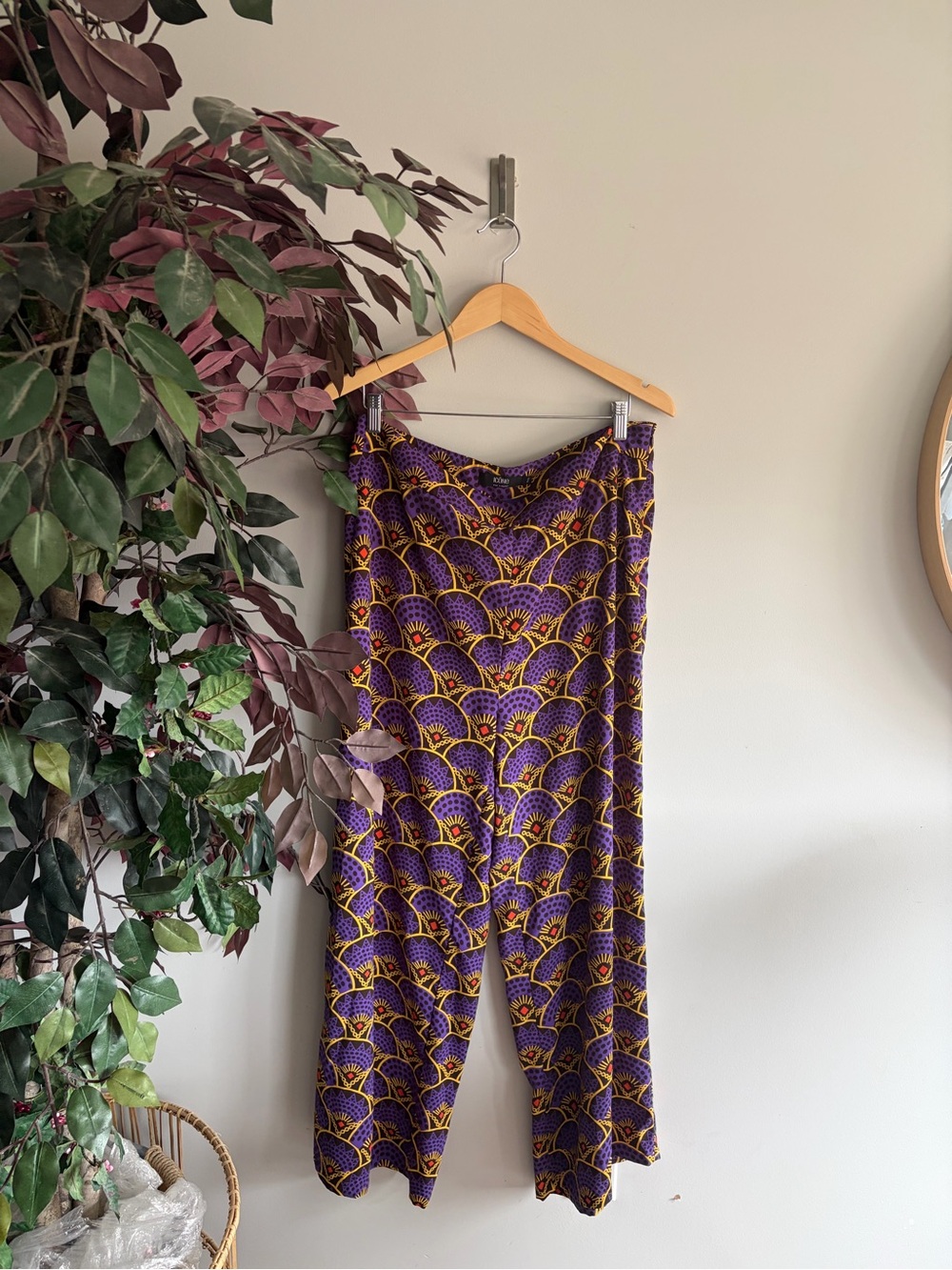 Simons Purple Floral-Patterned Wide-Leg Jumpsuit Pants